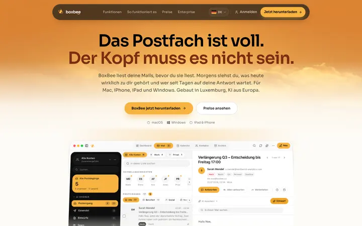 Capture du site BoxBee