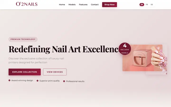 Capture du site O2Nails